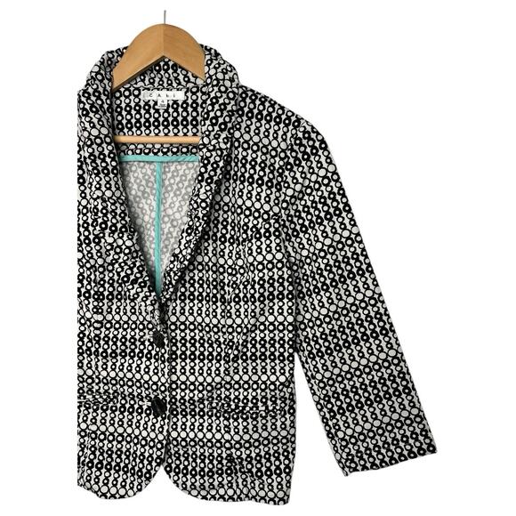 Cabi Blazer Womens 4 Black White Geometric Pockets 2 Button Du Jour Preppy 298 - Picture 9 of 11